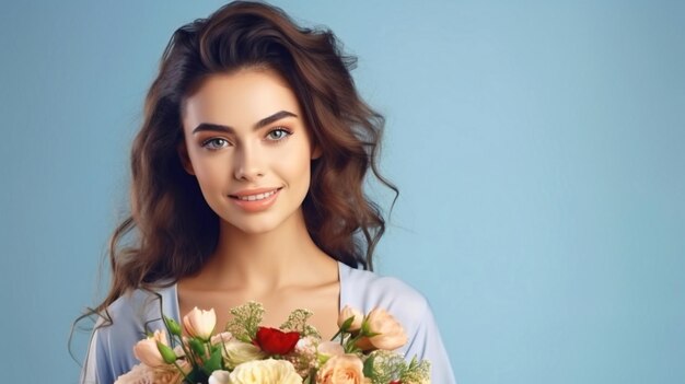 Día Internacional de la Felicidad Niña con una hermosa flor de fondo dulce