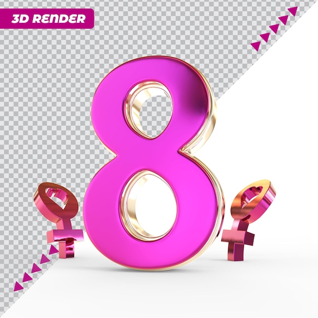 Día internacional de la mujer 8 de marzo 3d render