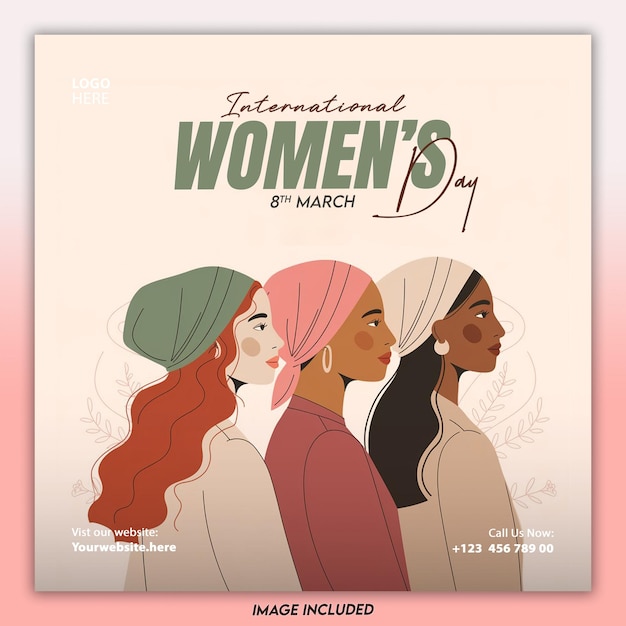 Día Internacional de la Mujer 8 de marzo diseño de ilustraciones para plantillas de publicaciones en redes sociales
