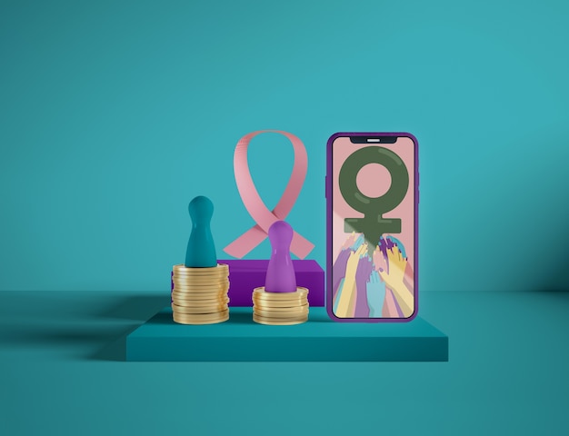 Día internacional de la mujer con maqueta