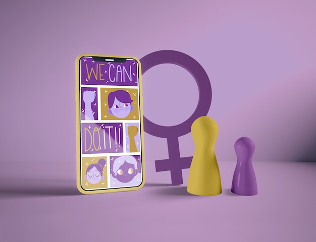 Día internacional de la mujer con maqueta