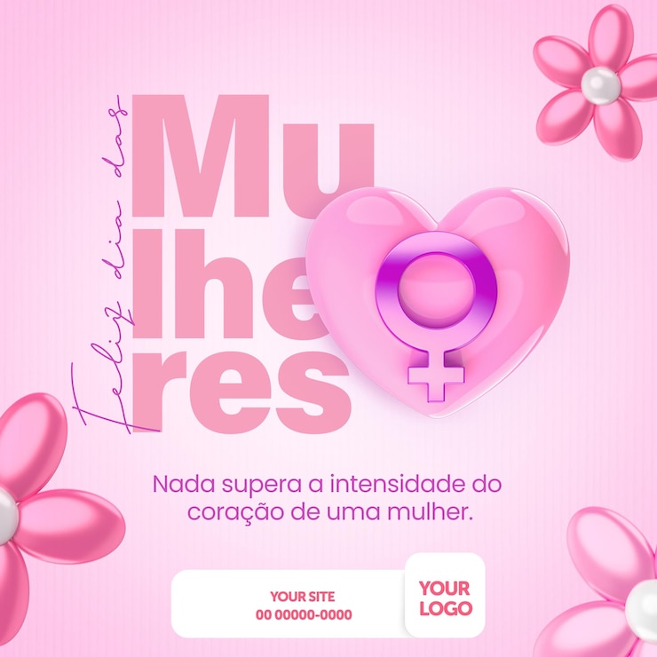 PSD día internacional de la mujer redes sociales post símbolo del corazón