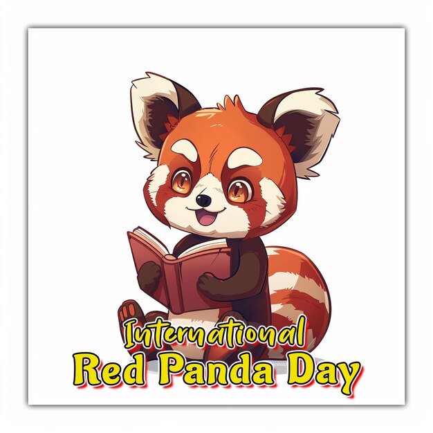 PSD día internacional del panda rojo: un panda rojo encantador y adorable para el diseño de publicaciones en las redes sociales