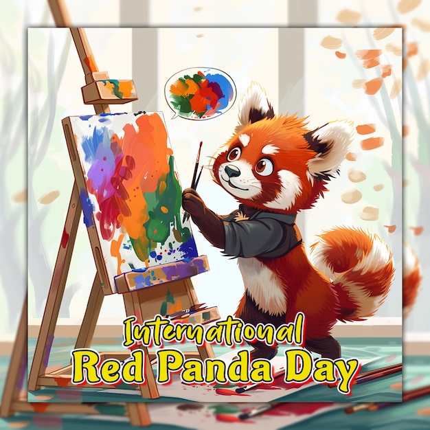 Día internacional del panda rojo: un panda rojo encantador y adorable para el diseño de publicaciones en las redes sociales