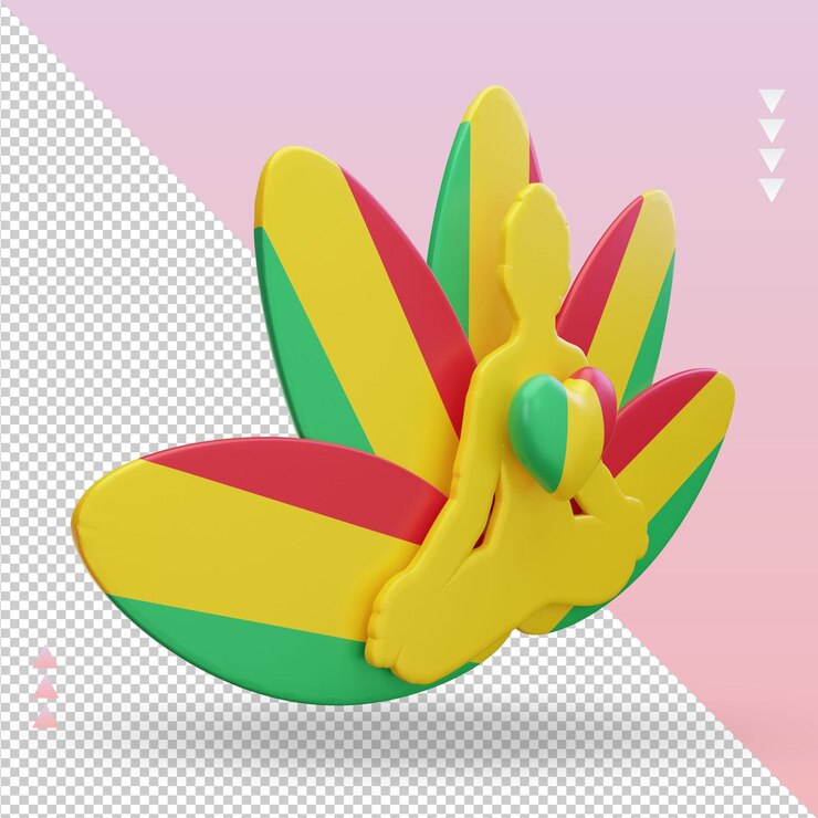 PSD día internacional del yoga en 3d representación de la bandera de malí vista izquierda