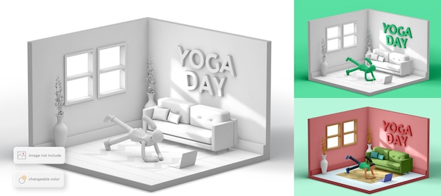 PSD día internacional del yoga 3d