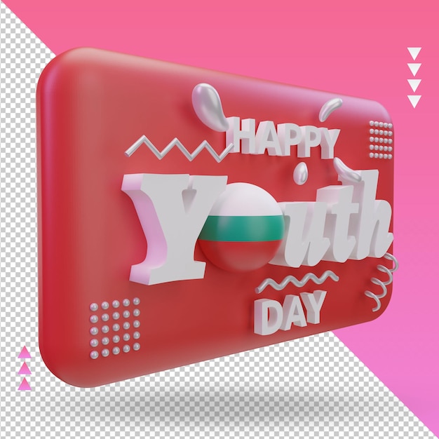 PSD día de la juventud 3d bandera de bulgaria representación vista izquierda