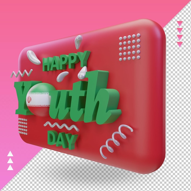 Día de la juventud 3d bandera de irán representación vista derecha