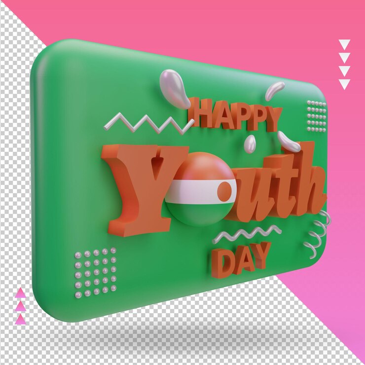 PSD día de la juventud 3d bandera de níger representación vista izquierda