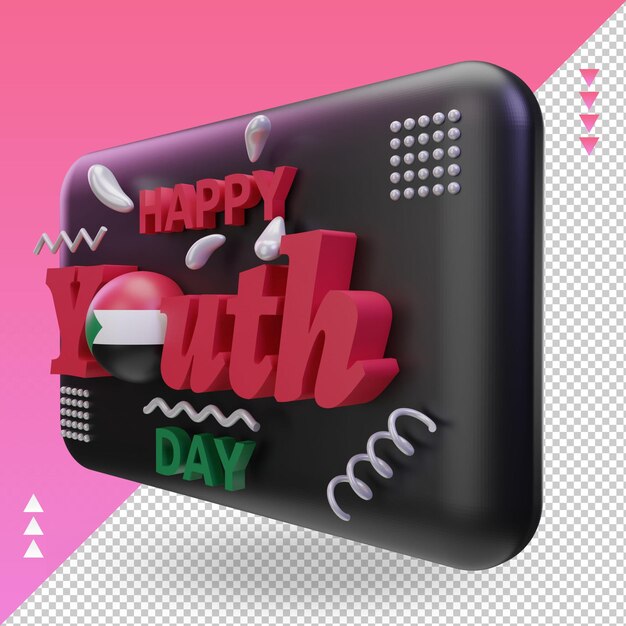PSD día de la juventud 3d bandera de sudán representación vista derecha