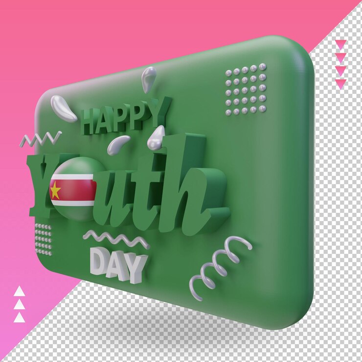 PSD día de la juventud 3d bandera de surinam que representa la vista derecha