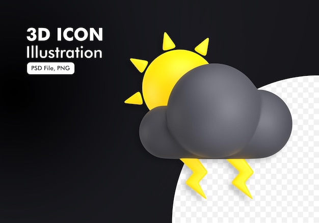 PSD día lightning storm 3d tiempo icono ilustración