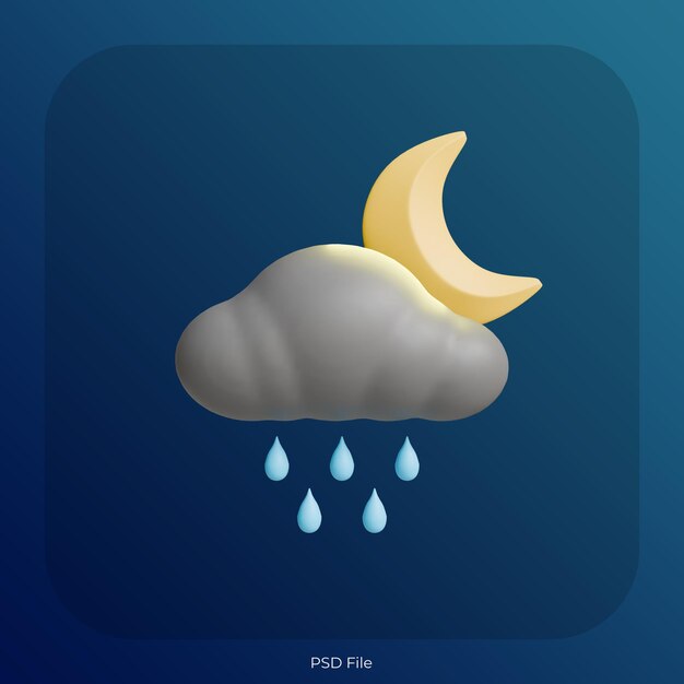 El día lluvioso en la nube oscura 3D Icon