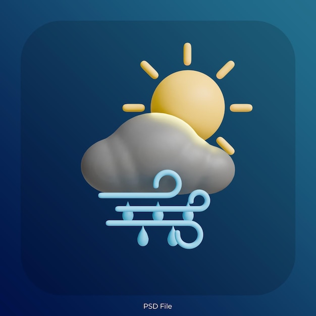 Un día lluvioso y ventoso en una nube oscura Icono 3D