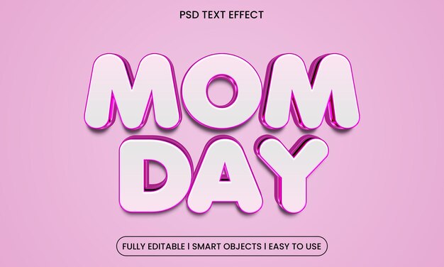 Día de la Mamá 3D efecto de texto premium editable