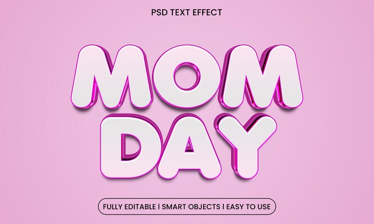 PSD día de la mamá 3d efecto de texto premium editable