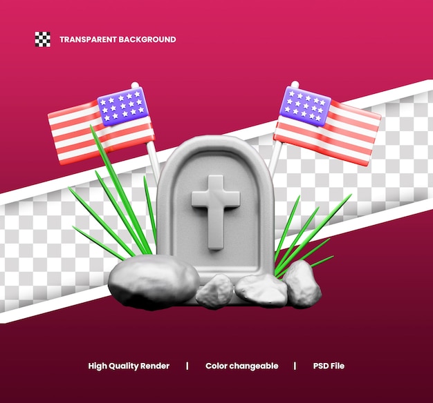 PSD el día de la memoria 3d usa icon