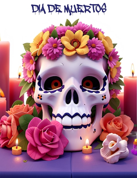 Dia de los muertos Día de la mujer muerta con maquillaje de calavera de azúcar Ilustración vectorial