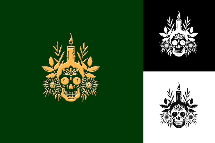 PSD día de los muertos con diseño tradicional que muestra un cráneo un símbolo de la cultura mexicana