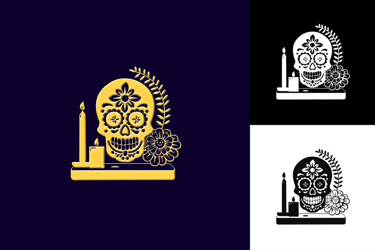 PSD día de los muertos con diseño tradicional que muestra un cráneo un símbolo de la cultura mexicana