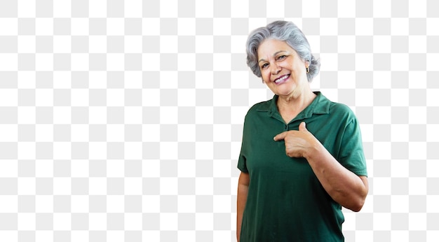 Día de la mujer sonriente mujer madura con cabello gris aislado