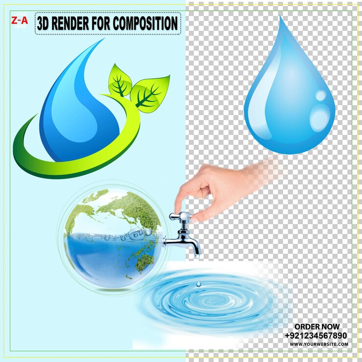PSD día mundial del agua agua potable logotipo azul del agua medio ambiente tierra