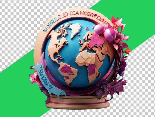 PSD día mundial del cáncer: decoración en 3d con plantas