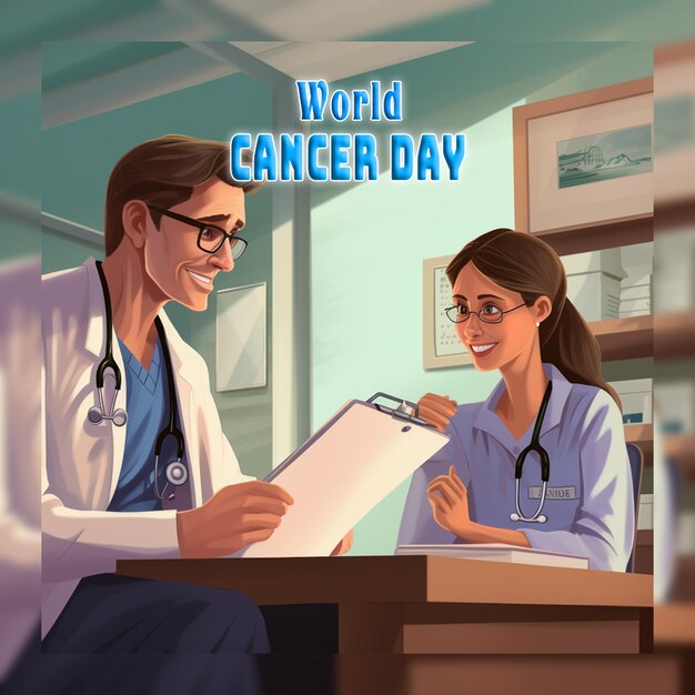 PSD día mundial del cáncer en un estilo realista