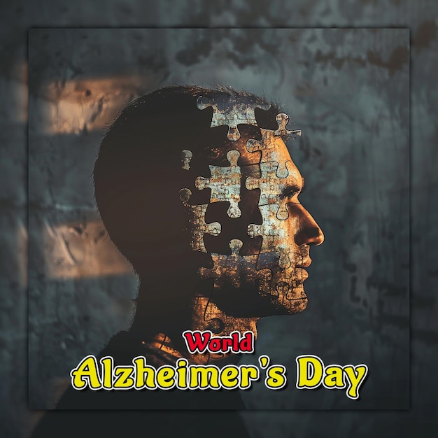 Día mundial del cerebro humano enfermedad de alzheimer para una publicación en las redes sociales