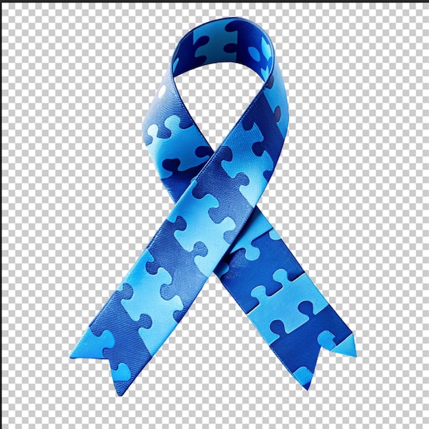 Día Mundial de la Concienciación sobre el Autismo cinta azul con rompecabezas de colores fondo vectorial Símbolo del autismo Ilustración plana médica Cuidado de la salud