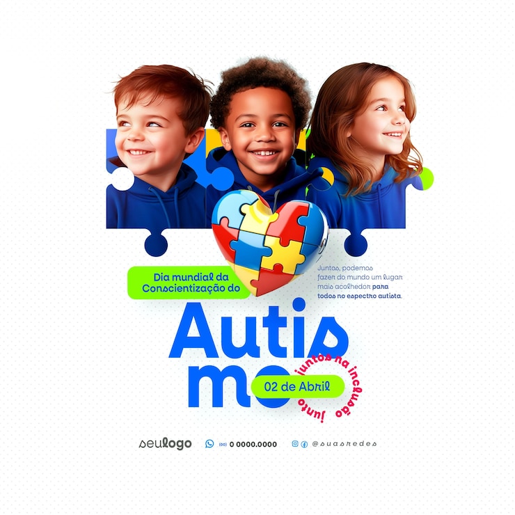 PSD día mundial de la concienciación sobre el autismo medios sociales post plantilla de psd