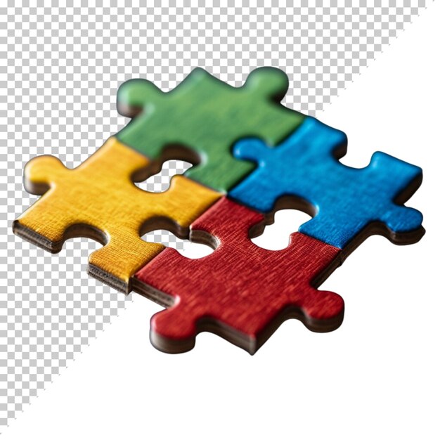 PSD día mundial de la concienciación sobre el autismo con piezas de rompecabezas aisladas en un fondo transparente