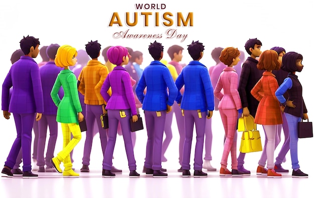 PSD día mundial de la concienciación sobre el autismo poster con rompecabezas realistas y coloridos