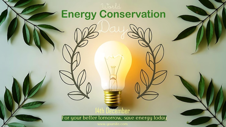 PSD día mundial de la conservación de la energía: template de diseño plano 0n 14 de diciembre