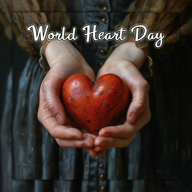 PSD día mundial del corazón con fondo de concienciación del corazón rojo para el diseño de publicaciones en las redes sociales