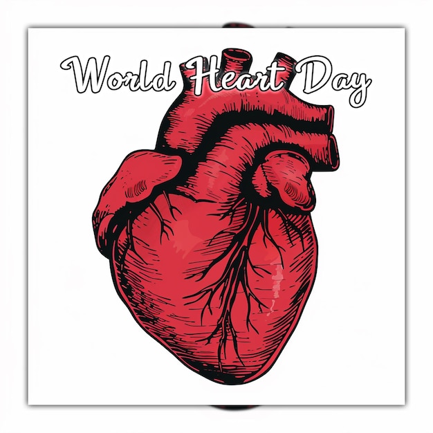 PSD día mundial del corazón con fondo de concienciación del corazón rojo para el diseño de publicaciones en las redes sociales