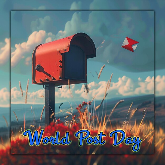 PSD día mundial del correo y día mundial de la oficina postal caja de correos y sobre para el diseño de publicaciones en las redes sociales