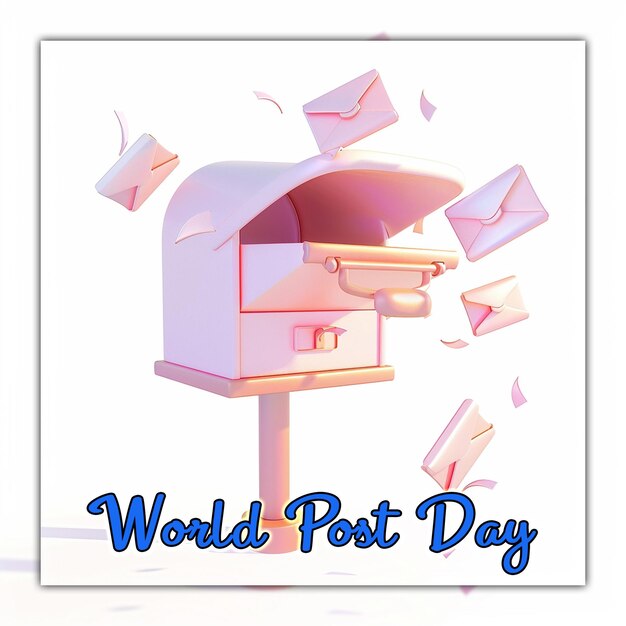 PSD día mundial del correo y día mundial de la oficina postal caja de correos y sobre para el diseño de publicaciones en las redes sociales