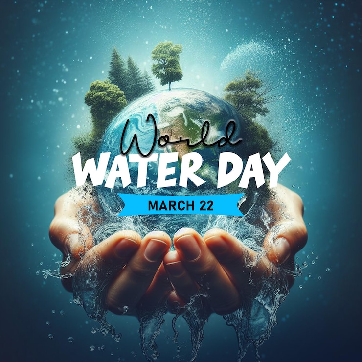 PSD dia mundial da água: banner de mídia social com save clean water globe world