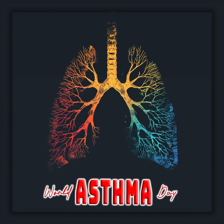 PSD dia mundial da asma dia da pneumonia conceito realista com um fundo pulmonar saudável