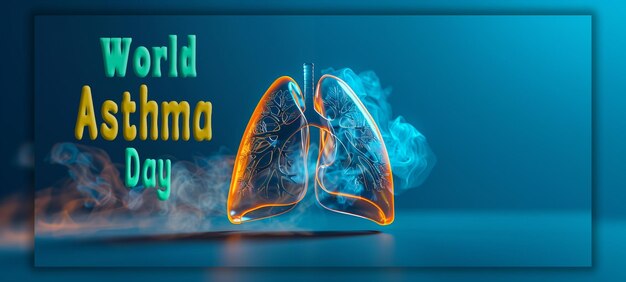 PSD dia mundial da asma dia da pneumonia conceito realista com um fundo pulmonar saudável