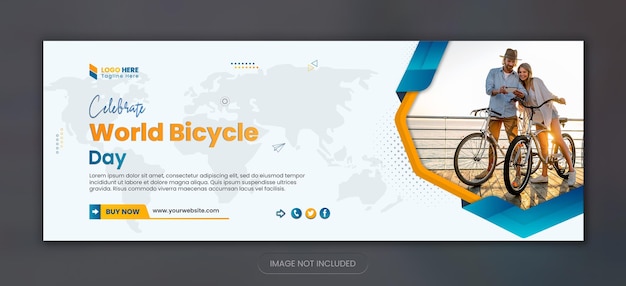 Dia mundial da bicicleta, novo design de capa do facebook e novo modelo de design de postagem de banner de mídia social