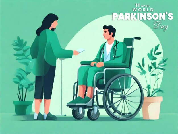 PSD dia mundial da doença de parkinson com ilustração fundo e ilustração de estilo vetorial de desenho plano