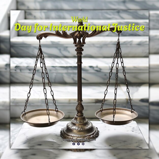 PSD dia mundial da justiça internacional para posts nas redes sociais