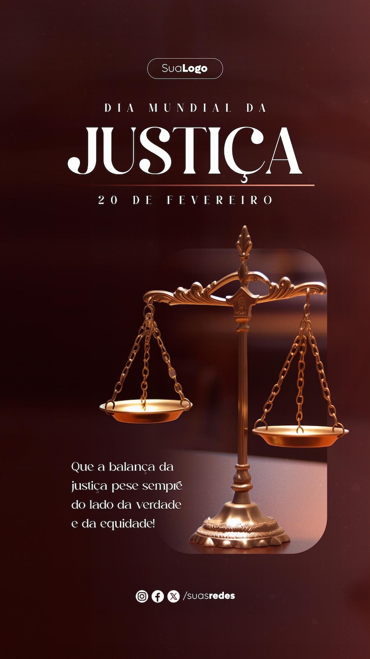 PSD dia mundial da justiça post nas redes sociais