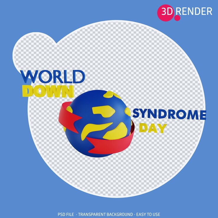 PSD dia mundial da síndrome de down do ícone 3d
