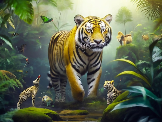 Dia mundial da vida selvagem com o animal na selva ai grenerated