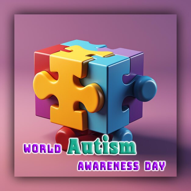 PSD dia mundial de conscientização sobre o autismo com peças do quebra-cabeça