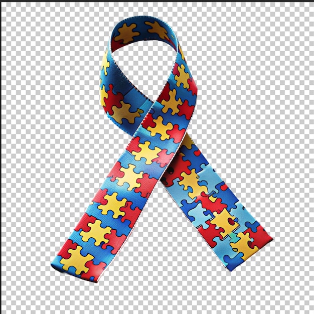 Dia Mundial de Conscientização sobre o Autismo fita azul com quebra-cabeças coloridos fundo vetorial Símbolo de autismo Ilustração plana médica Cuidados de saúde