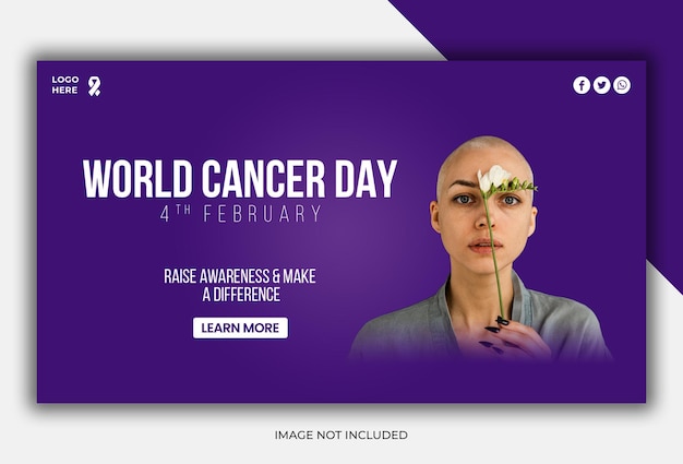 PSD dia mundial de conscientização sobre o câncer banner web modelo de postagem de mídia social